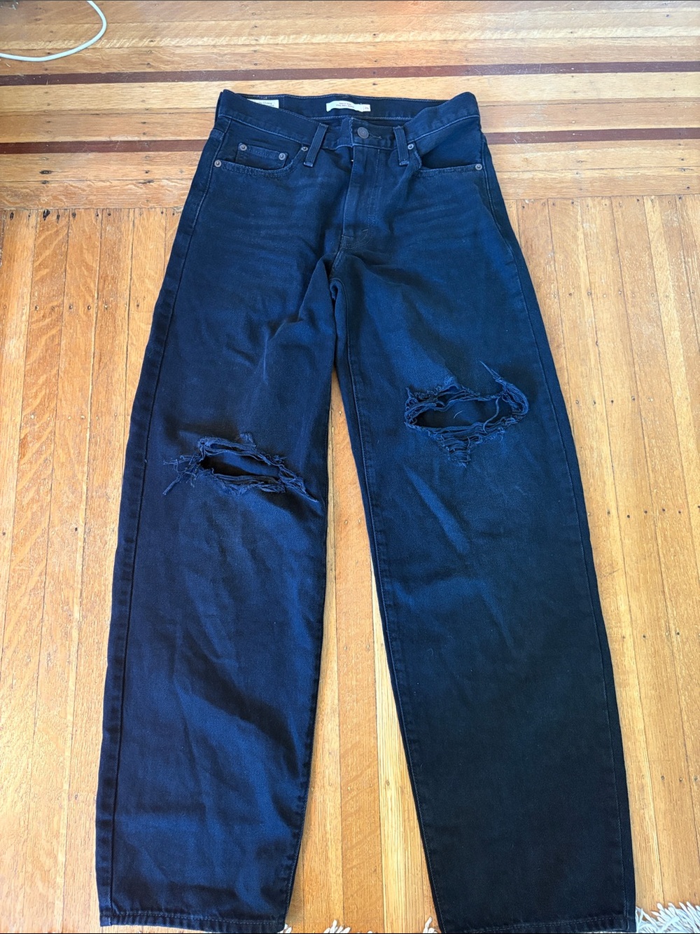 Levi's Black Distressed Boyfriend Jeans